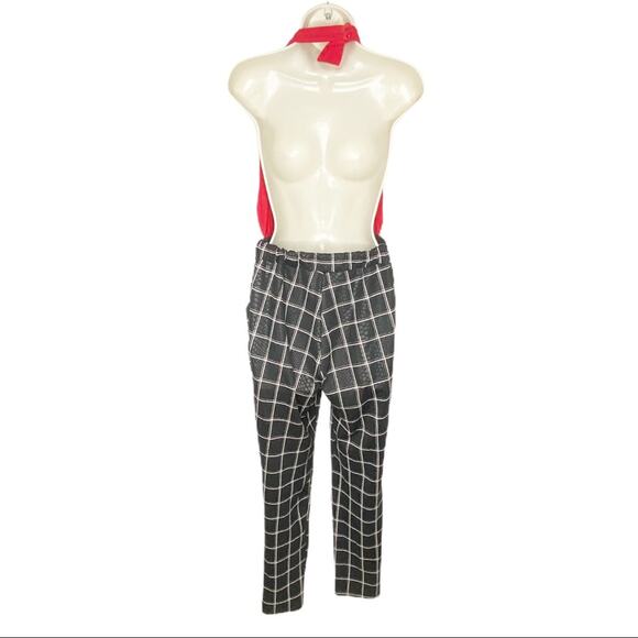 Line Up Red Halter Black Checkered Romper Pants Medium - Picture 7 of 7